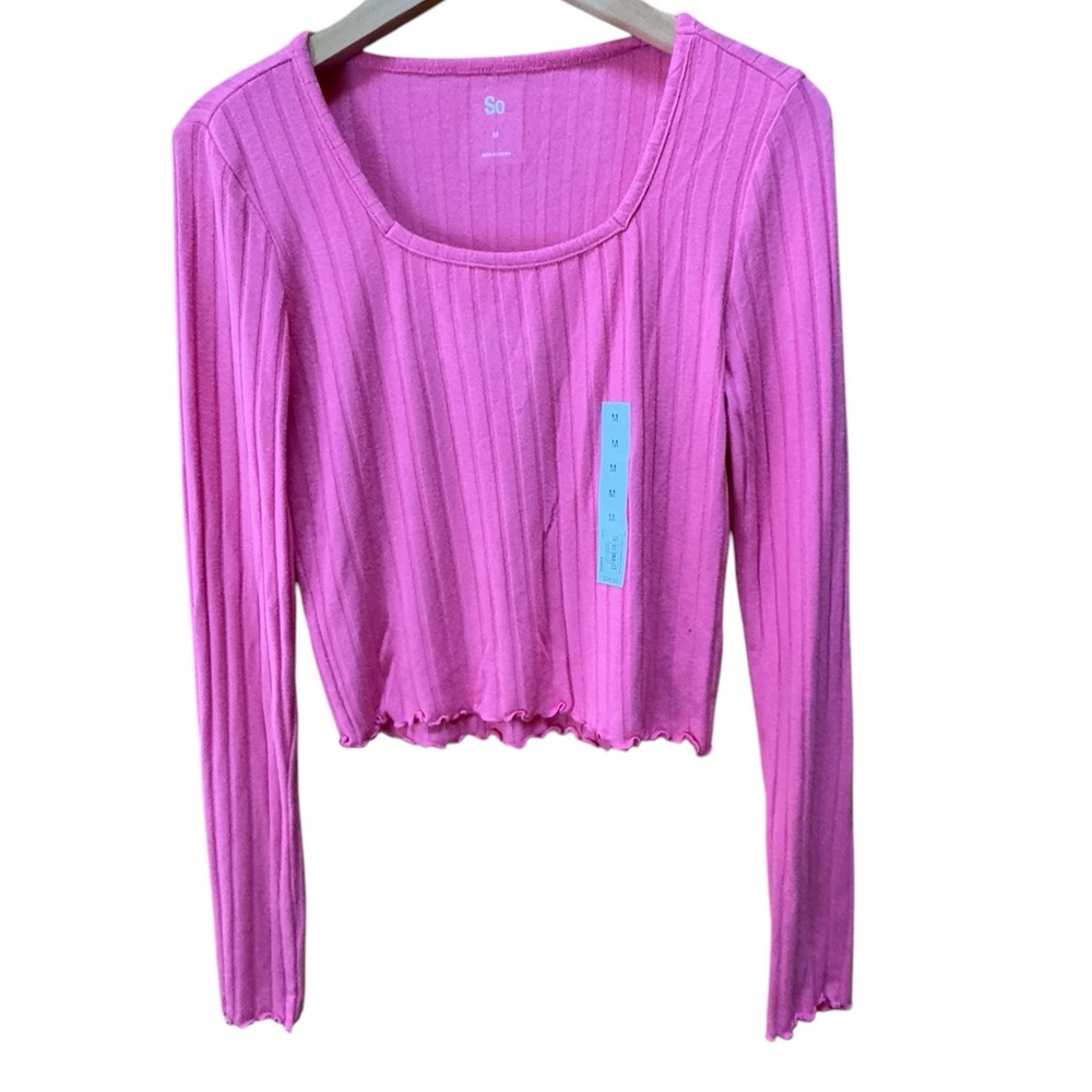 NWT SO Pink Ribbed Long‎ Sleeve Top
